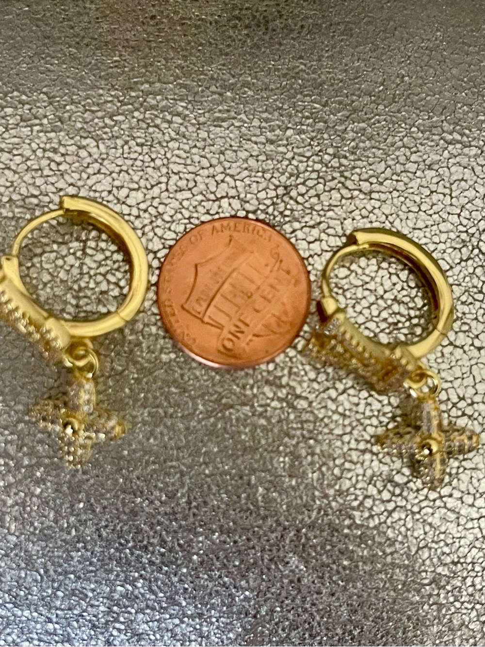 Petite LV Earrings w/Hanging Charm - Picture 3 of 3